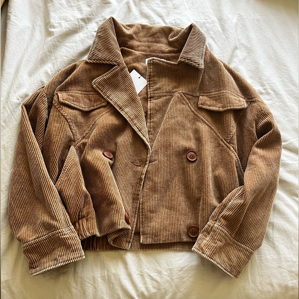 Brown Corduroy Bomber Jacket - size small